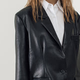 BI BLACK LEATHER OVERSIZED BLAZER