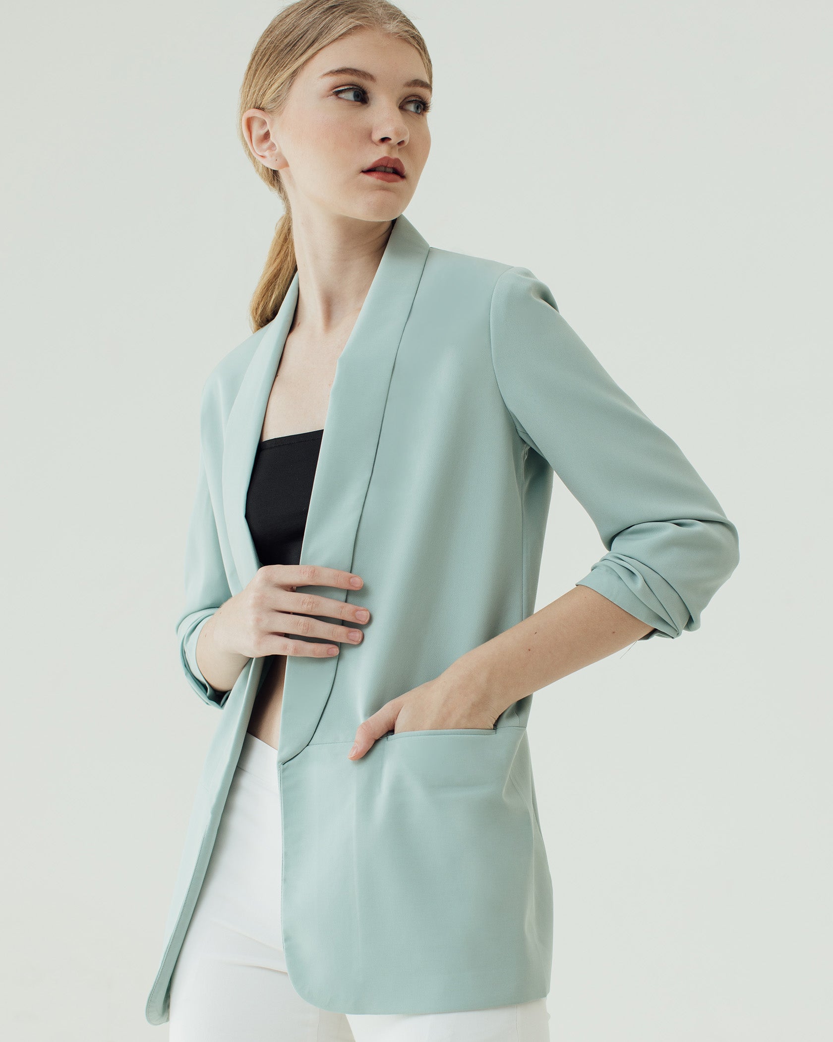 Womens Mint Green Blazer Womens Casual Blazers Open Front Long