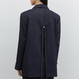 BACK SLIT BLAZER IN SOFT DENIM
