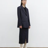 BACK SLIT BLAZER IN SOFT DENIM