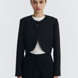 BLACK TWEED CROP BLAZER