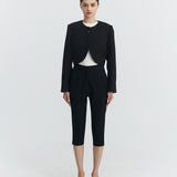 BLACK TWEED CROP BLAZER