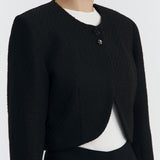 BLACK TWEED CROP BLAZER