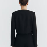 BLACK TWEED CROP BLAZER