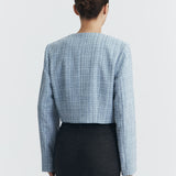 BLUE TWEED CROP BLAZER