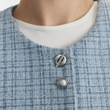 BLUE TWEED CROP BLAZER