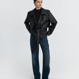 HALE COAT IN BLACK LEATHER