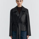 HALE COAT IN BLACK LEATHER
