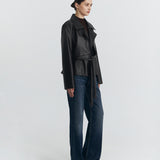 HALE COAT IN BLACK LEATHER