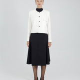 BOXY BUTTON BLAZER IN WHITE