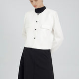 BOXY BUTTON BLAZER IN WHITE