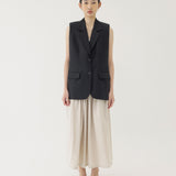 🌳 LINEN OVERSIZED VEST IN BLACK
