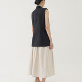 🌳 LINEN OVERSIZED VEST IN BLACK