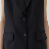 🌳 LINEN OVERSIZED VEST IN BLACK