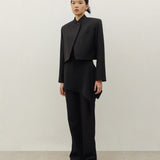 MANDARIN CROP BLAZER IN BLACK