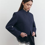 MANDARIN CROP BLAZER IN DENIM