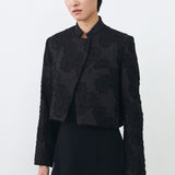 MANDARIN CROP BLAZER IN BLACK LACE