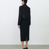 MANDARIN CROP BLAZER IN BLACK LACE