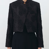 MANDARIN CROP BLAZER IN BLACK LACE