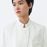 MANDARIN CROP BLAZER IN WHITE LACE