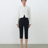 MANDARIN CROP BLAZER IN WHITE LACE