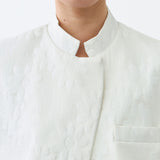 MANDARIN CROP BLAZER IN WHITE LACE