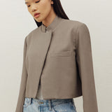 MANDARIN CROP BLAZER IN SAND