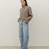 MANDARIN CROP BLAZER IN SAND