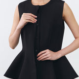 PEPLUM TOP IN BLACK