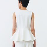 PEPLUM TOP IN BROKEN WHITE