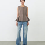 PEPLUM TOP IN SAND