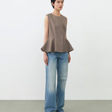 PEPLUM TOP IN SAND