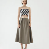 SIDIK JARI – ADD ON POCKET FLARE SKIRT IN KHAKI
