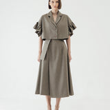 SIDIK JARI – FLARED SLEEVE BLAZER IN KHAKI