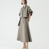 SIDIK JARI – FLARED SLEEVE BLAZER IN KHAKI