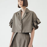 SIDIK JARI – FLARED SLEEVE BLAZER IN KHAKI