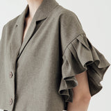 SIDIK JARI – FLARED SLEEVE BLAZER IN KHAKI
