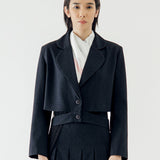 SIDIK JARI – TIED CROP BLAZER IN NAVY