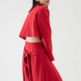 SIDIK JARI – TIED CROP BLAZER IN RED