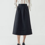 SIDIK JARI – TWO STREAM SKIRT IN BLACK STRIPE