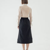 SIDIK JARI – TWO STREAM SKIRT IN BLACK STRIPE