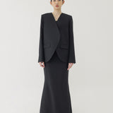 🌳 LINEN RIBBON OVERSIZED BLAZER IN BLACK
