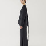 🌳 LINEN RIBBON OVERSIZED BLAZER IN BLACK