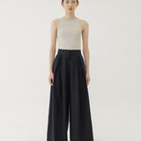 🌳 LINEN WIDE CULLOTE IN BLACK