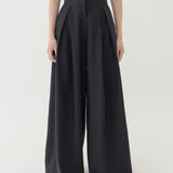 🌳 LINEN WIDE CULLOTE IN BLACK
