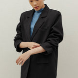 YOON RUCHED SLEEVE BLAZER IN BLACK