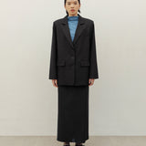 YOON RUCHED SLEEVE BLAZER IN BLACK