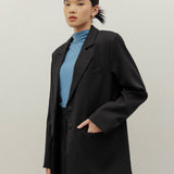 YOON RUCHED SLEEVE BLAZER IN BLACK