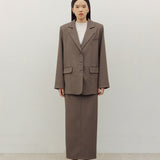 YOON RUCHED SLEEVE BLAZER IN BROWN