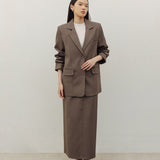 YOON RUCHED SLEEVE BLAZER IN BROWN